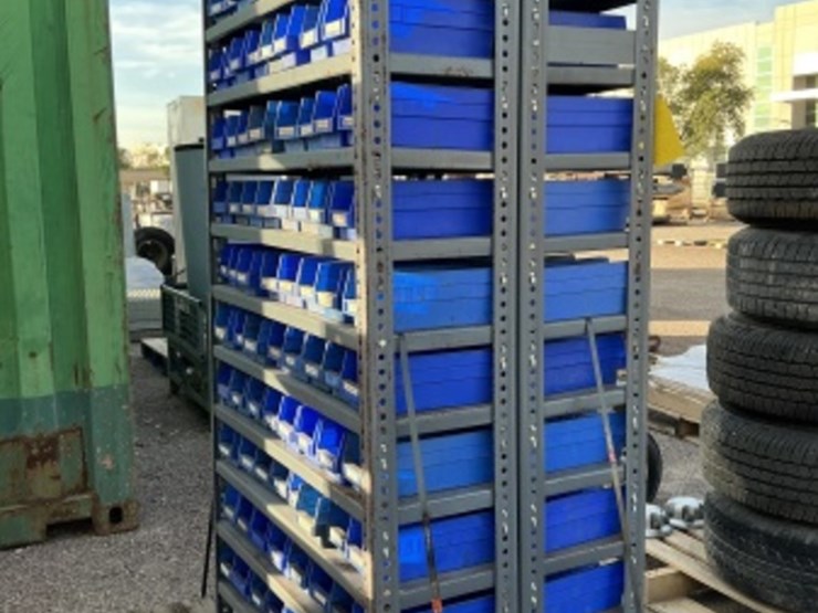 (2)-shelving-units-w/-plastic-organizer-bins-image-4