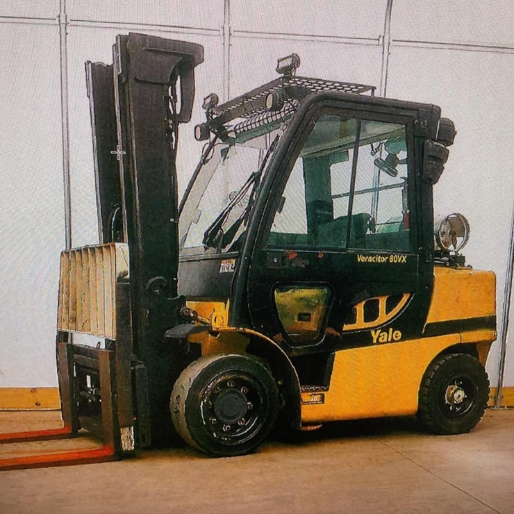 (Inv.51043) 2013 Yale GLP080UXN Forklift, 8,000 Lbs. Capacity, LP, 3 Stage Mast, Solid Tires