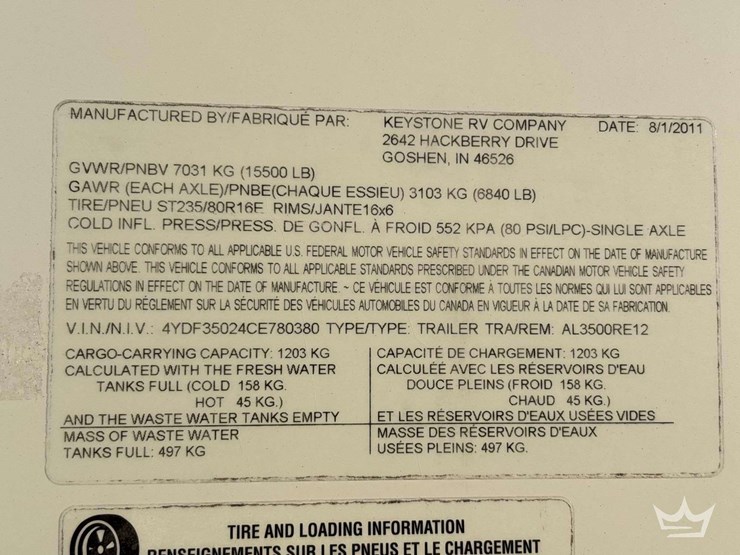 2012-keystone-alpine-3500re-39ft.-t/a-5th-wheel-travel-trailer-image-4