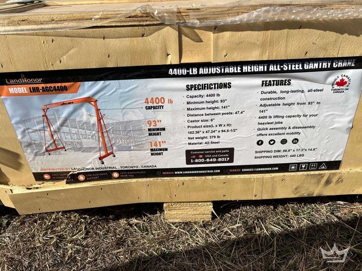 landhonor-lhr-agc4400-4400lb-adjustable-all-steel-gantry-crane-image-1