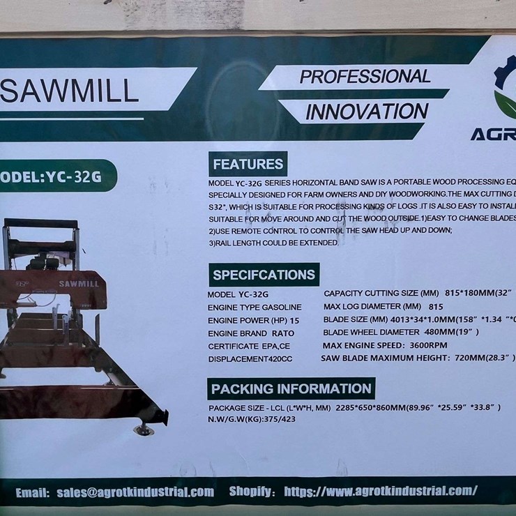 2026 AGT YC-32G Portable Sawmill