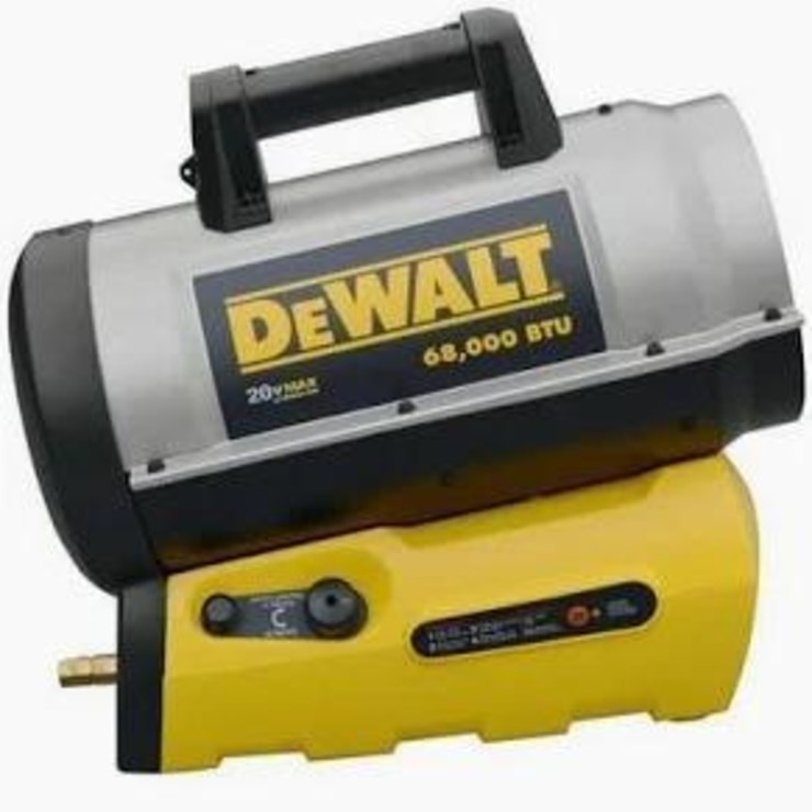 New Unused Dewalt 68,000 but forced air heater 20 volt, battery or 120 volt ac.