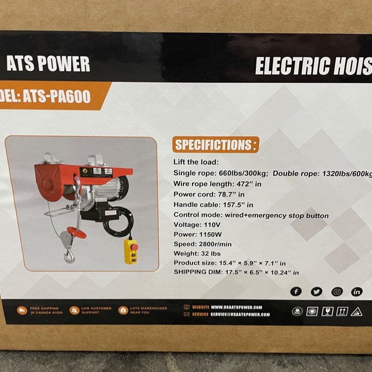 #2316 • ATS Power Electric Hoist