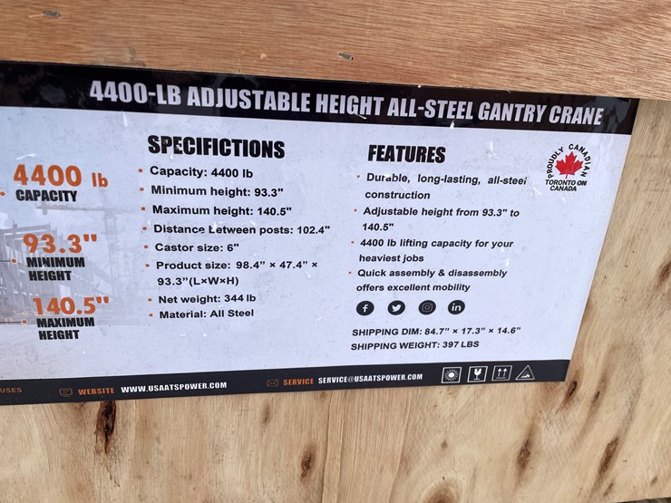 #2326-•-ats-power-4,400-lbs.-adjustable-height-gantry-crane-image-9
