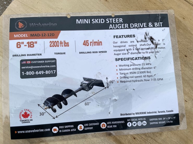 #2351-•-wolverine-mini-skid-steer-auger-drive-and-bit-image-7