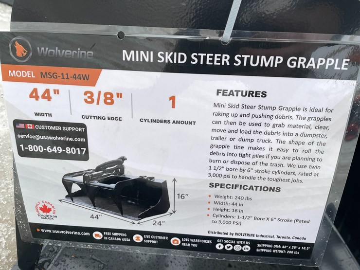 #2347-•-wolverine-mini-skid-steer-stump-grapple-image-9
