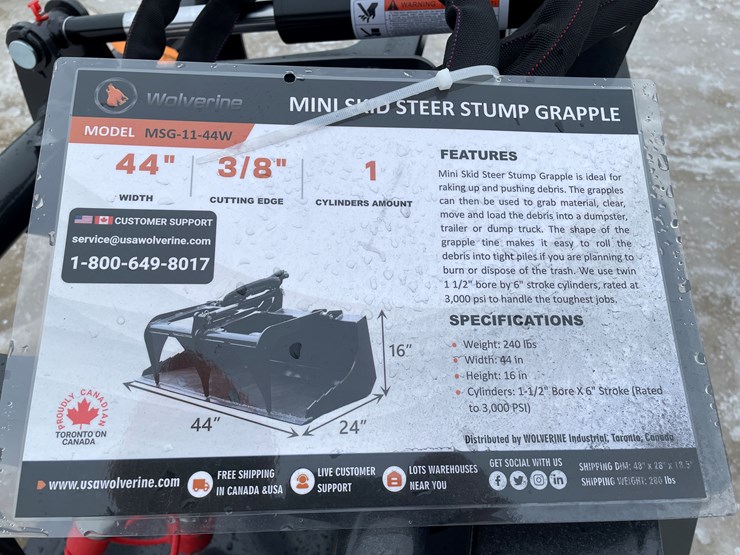 #2345-•-wolverine-mini-skid-steer-stump-grapple-image-8