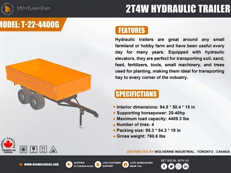 #1251-•-unused-wolverine-2t4w-hydraulic-trailer-image-1