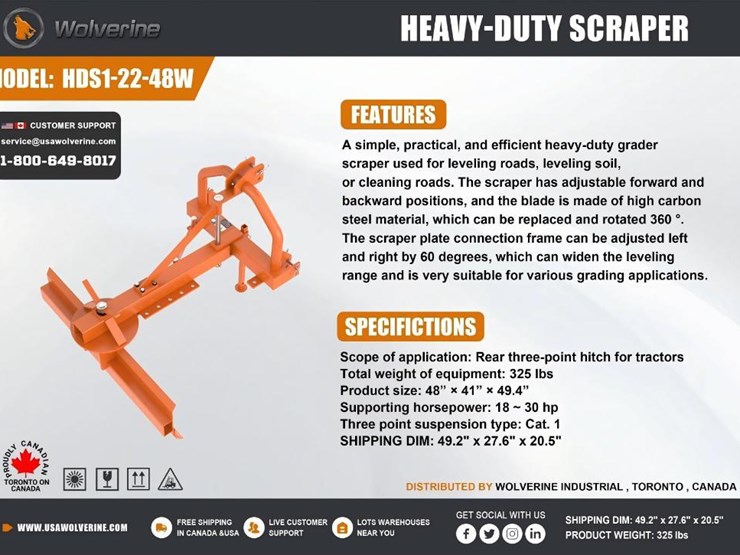 #1362-•-unused-3-point-wolverine-heavy-duty-scraper-image-5