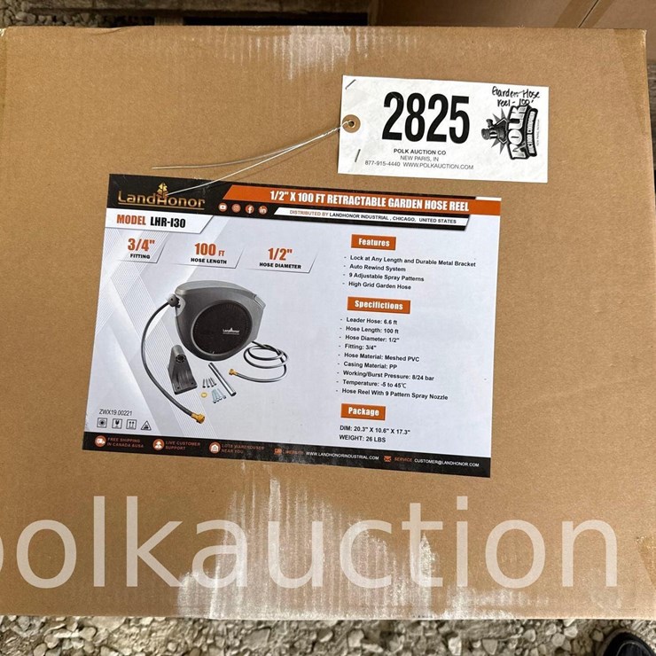 2825 - RETRACTABLE GARDEN HOSE REEL - 100' x 1/2"