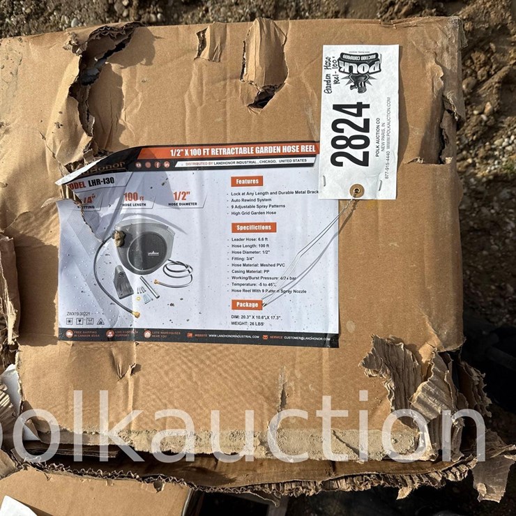 2824 - RETRACTABLE GARDEN HOSE REEL - 100' x 1/2"