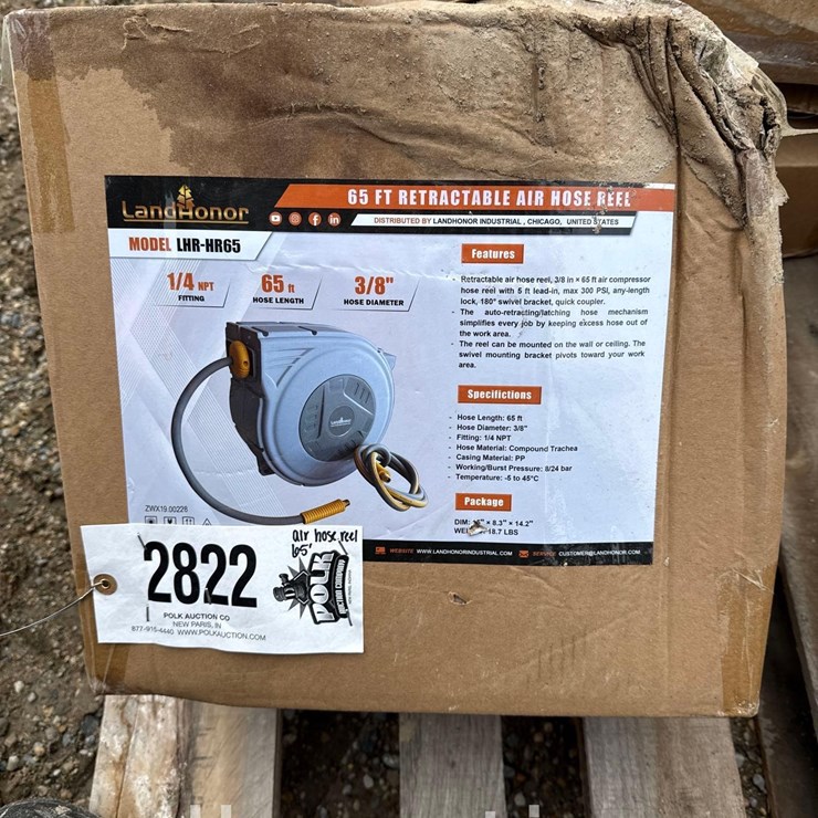 2822 - RETRACTABLE AIR HOSE REEL - 65' x 3/8"