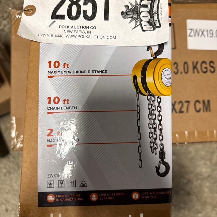 2851 - 2-TON LIFT w/ HAND CHAIN HOIST