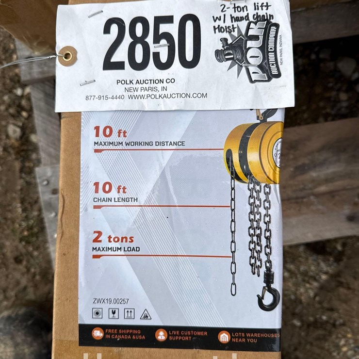 2850 - 2-TON LIFT w/ HAND CHAIN HOIST