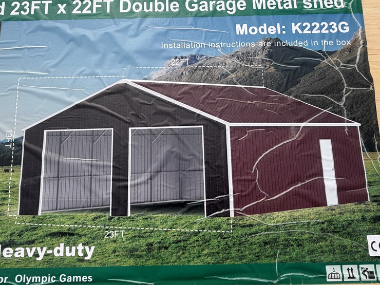 #8657-•-2025-unused-23ftx22ft-double-garage-metal-shed-image-2