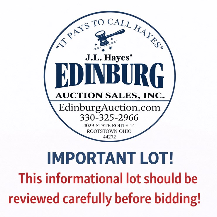 #1 • IMPORTANT AUCTION INFORMATION – PLEASE READ BEFORE BIDDING