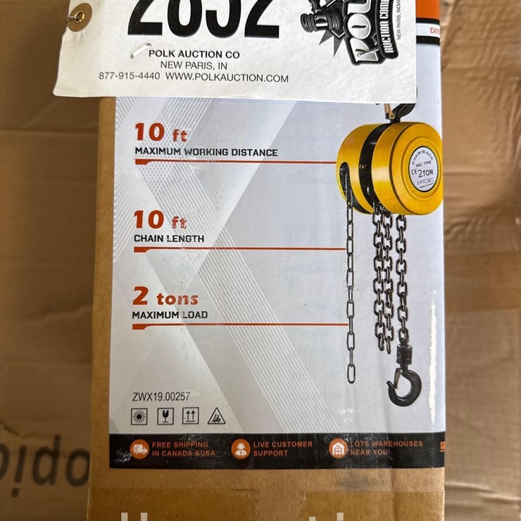 2852 - 2-TON LIFT w/ HAND CHAIN HOIST