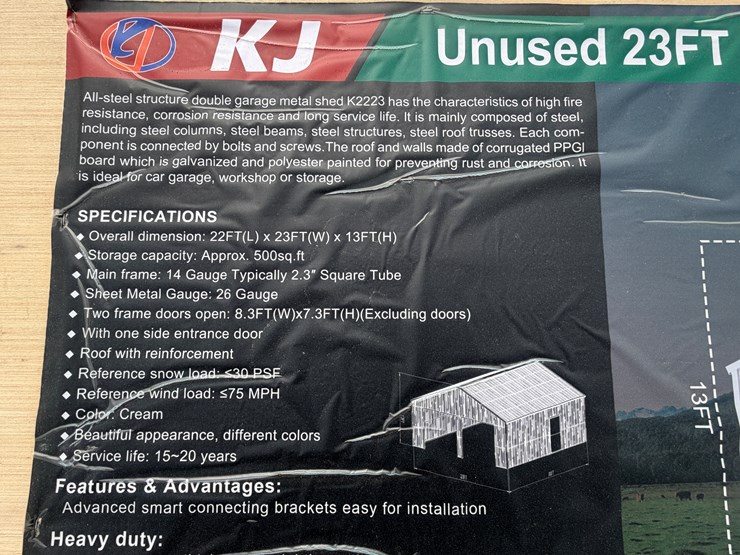 #8656-•-2025-unused-23ftx22ft-double-garage-metal-shed-image-5