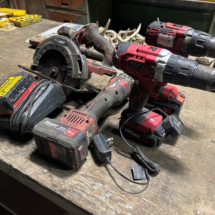 #38484 • Bauer Saw, Drills, Grinder, & Batteries