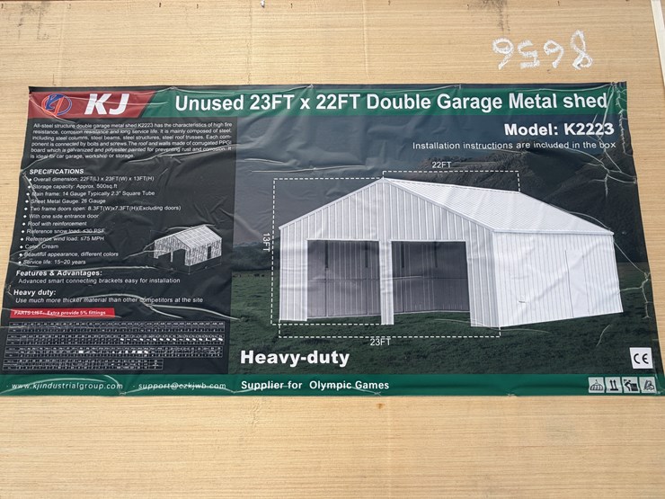 #8656-•-2025-unused-23ftx22ft-double-garage-metal-shed-image-4