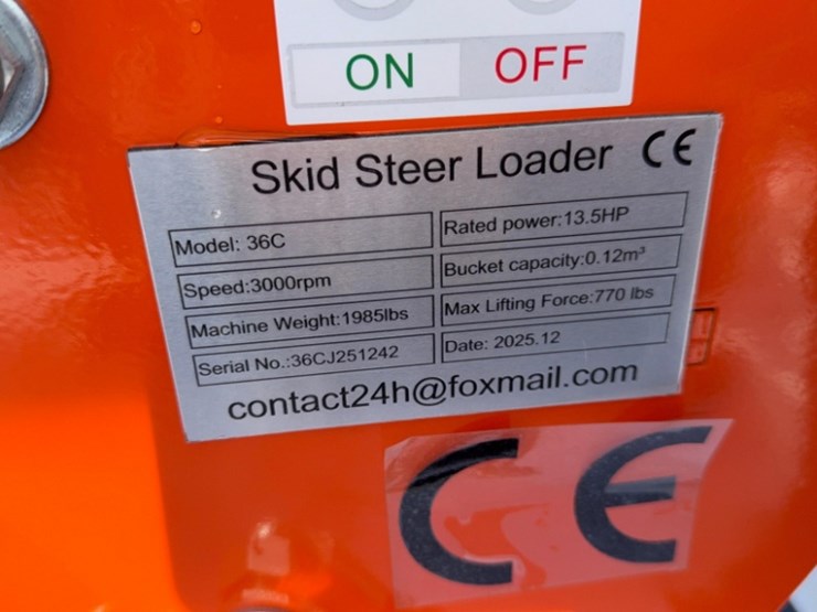 new-unused-2025-mms-36c-mini-skid-steer-13.5hp-gas-engine,-gp-bucket,-aux.-hyd,---sn#-36cj251242-image-5