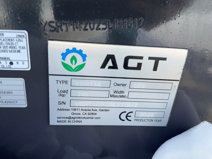 new-unused-2026-agt-ysrt14-mini-skid-loader,-13.5-hp-gas-engine,-sn#-ysrt142025l111812-image-6