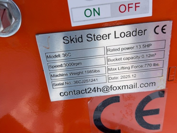 unused-2025-mms-36c-mini-skid-steer-13.5hp-gas-engine,-aux.-hydraulics,-gp-bucket,-sn#-36cj251241-image-6