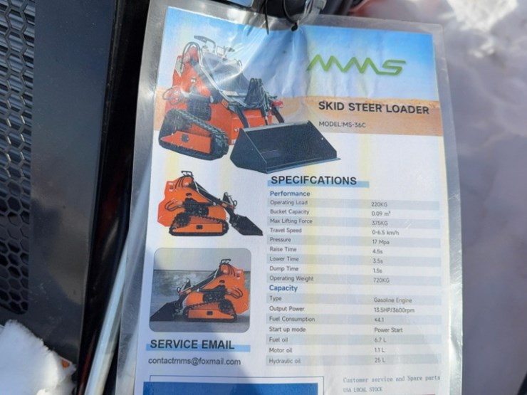 new-unused-2025-mms-36c-mini-skid-steer-13.5hp-gas-engine,-aux.-hydraulics,-gp-bucket,-sn:36cj251239-image-5