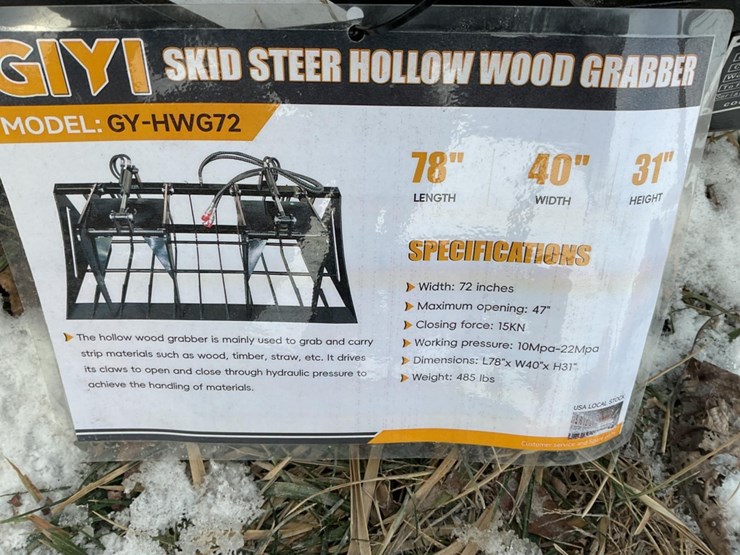 new-unused-giyi-gy-hwg72-skeleton-grabble-bucket-skid-loader-attachment,-72"-wide-image-3