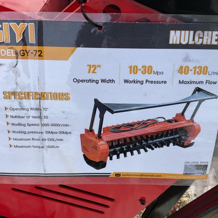New Unused GIYI GY-72X Forestry Mulcher Skid Loader Attachment, 72" Working Width