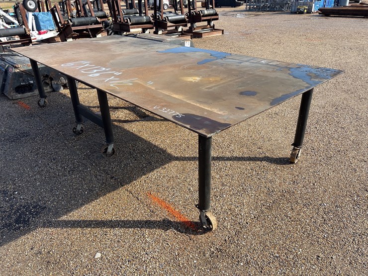 #3520-•-6ft-x-13ft,-6in-x-1/2in-steel-fabrication-table,-wheel-mtd-image-1
