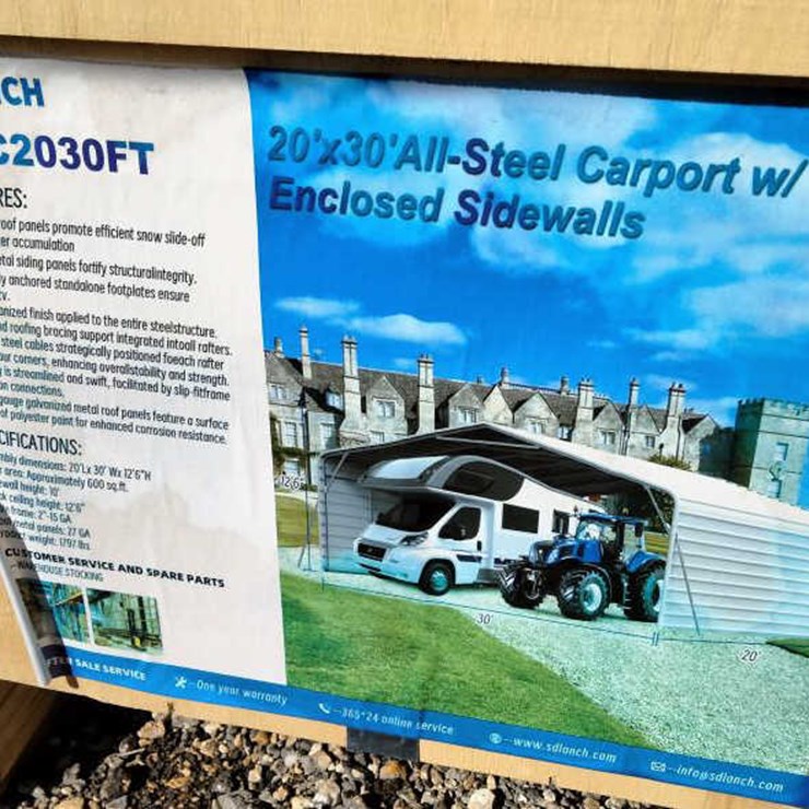 #58 • Steel Carport w/ Enclosed Side Walls 20' x 30'