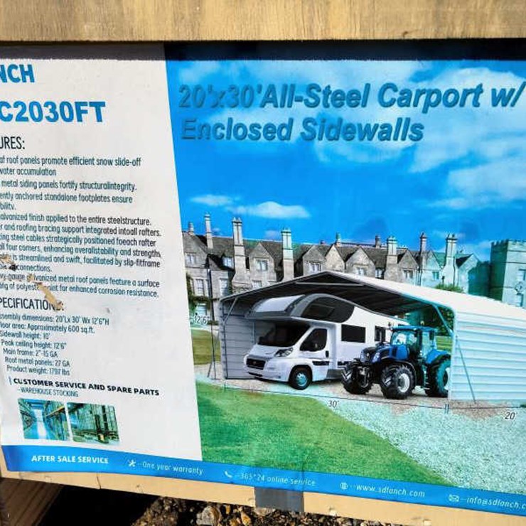 #57 • Steel Carport w/ Enclosed Side Walls 20' x 30'