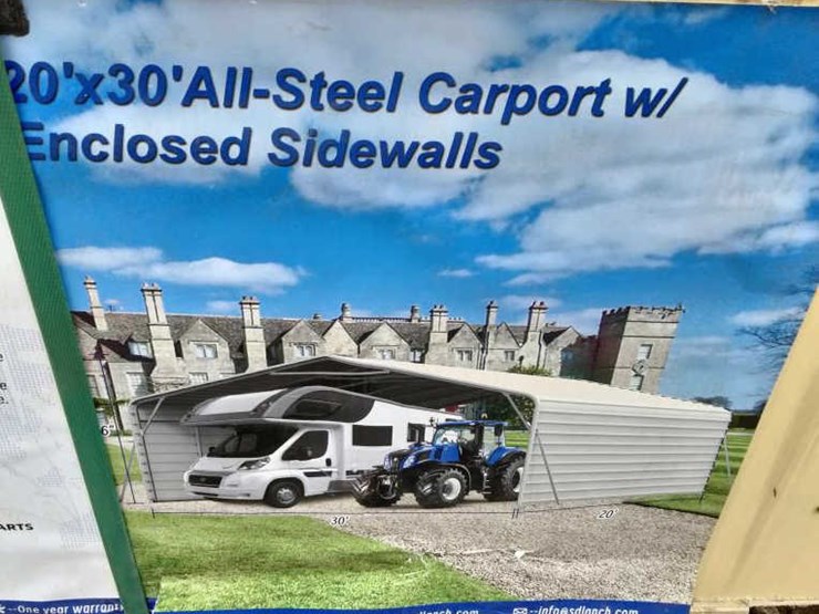 #126-•-all-steel-carport-w/enclosed-sides---20'-x-30'-image-1