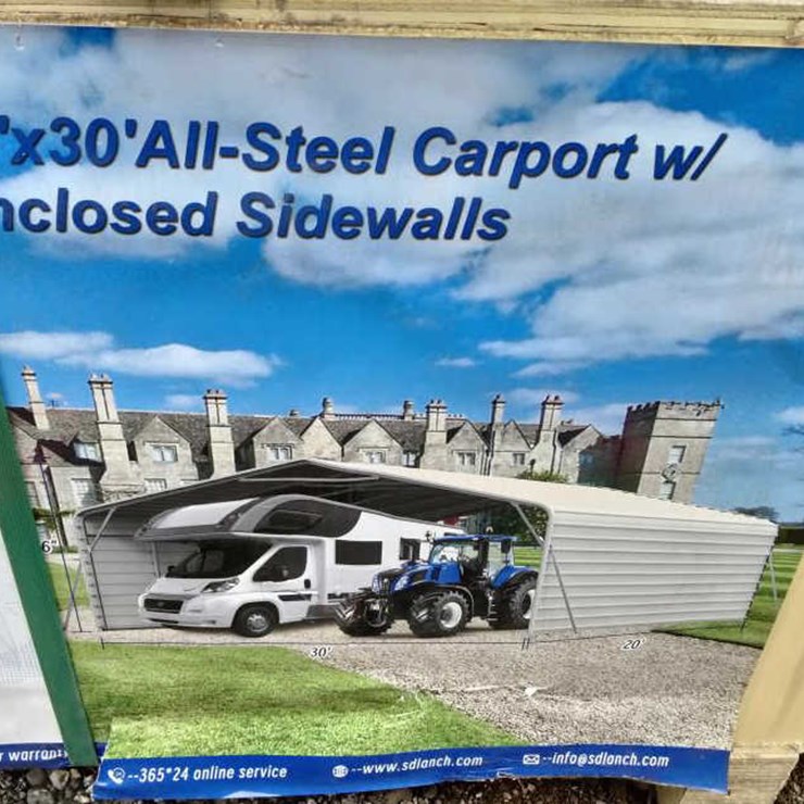 #126 • All-Steel Carport w/Enclosed Sides - 20' x 30'