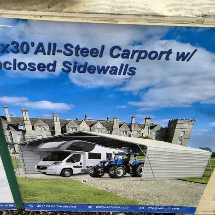 #125 • All-Steel Carport w/Enclosed Sides - 20' x 30'