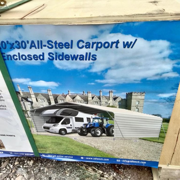 #117 • All-Steel Carport w/ Enclosed Sides - 20' x 30'