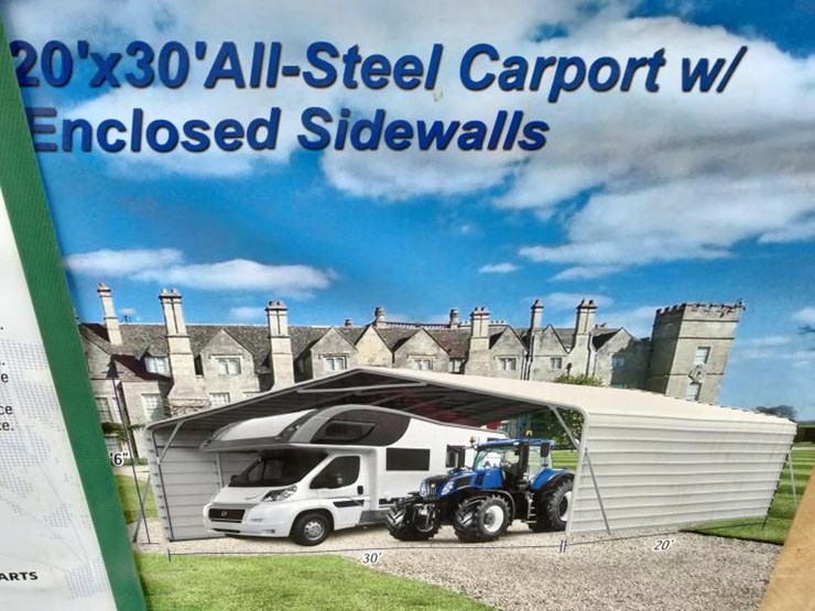 #118-•-all-steel-carport-w/-enclosed-sides---20'-x-30'-image-1