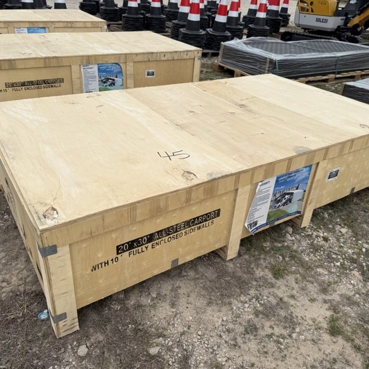 20FT X 30FT STEEL CARPORT W/ SIDEWALLS