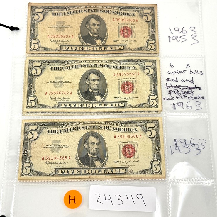#24349 • RED SEAL FIVE DOLLAR BILLS