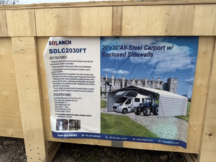 20ft-x-30ft-steel-carport-w/-sidewalls-image-2