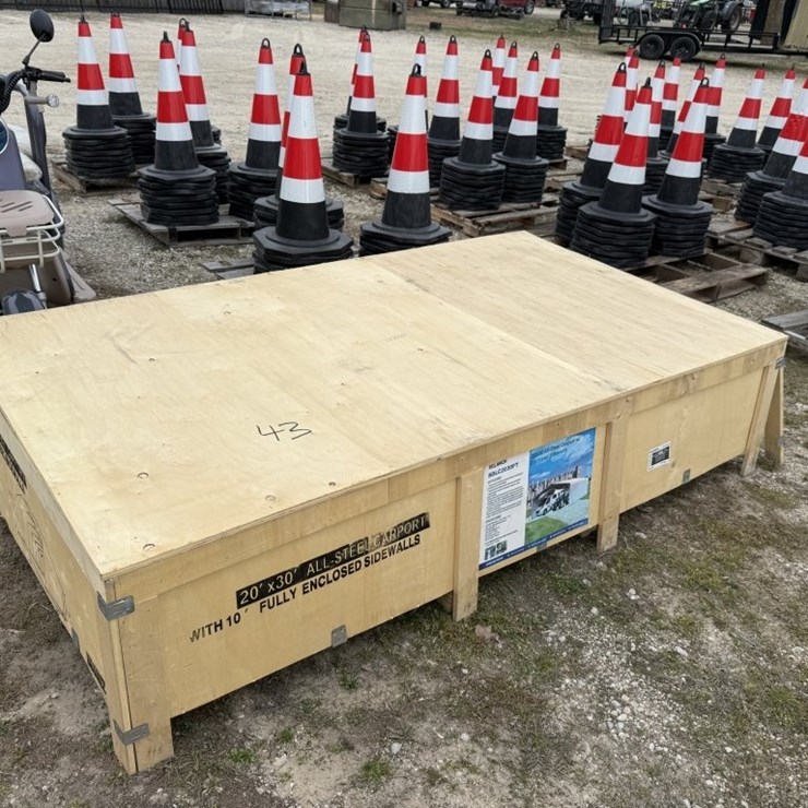 20FT X 30FT STEEL CARPORT W/ SIDEWALLS