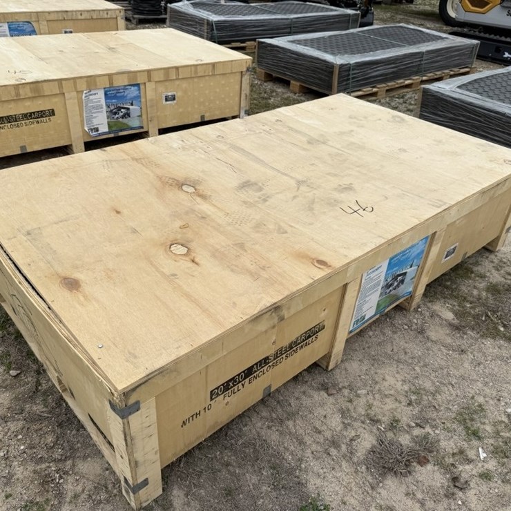 20FT X 30FT STEEL CARPORT W/ SIDEWALLS