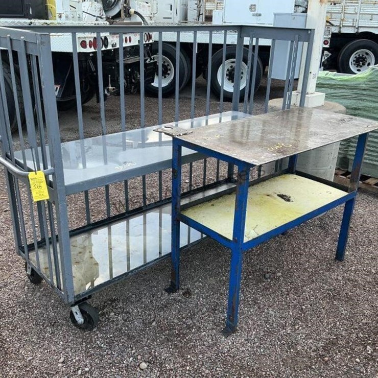 STEEL ROLLING CART & STEEL WORK TABLE
