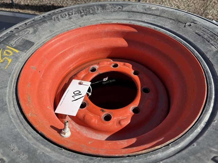 (4)-used/bald-12-16.5-skidsteer-tires-w/rims-image-3