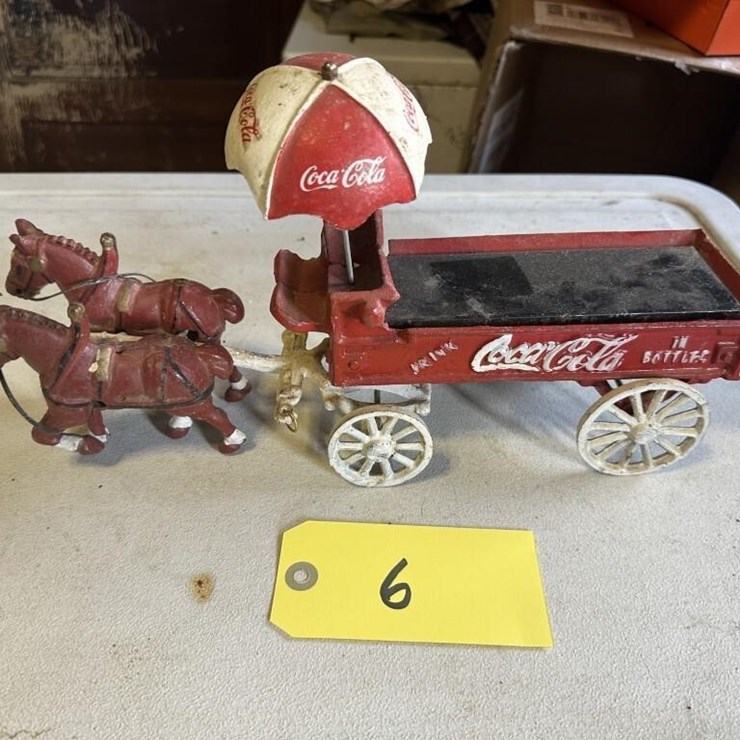 Antique Cast Iron Coca-Cola Horse Drawn Wagon