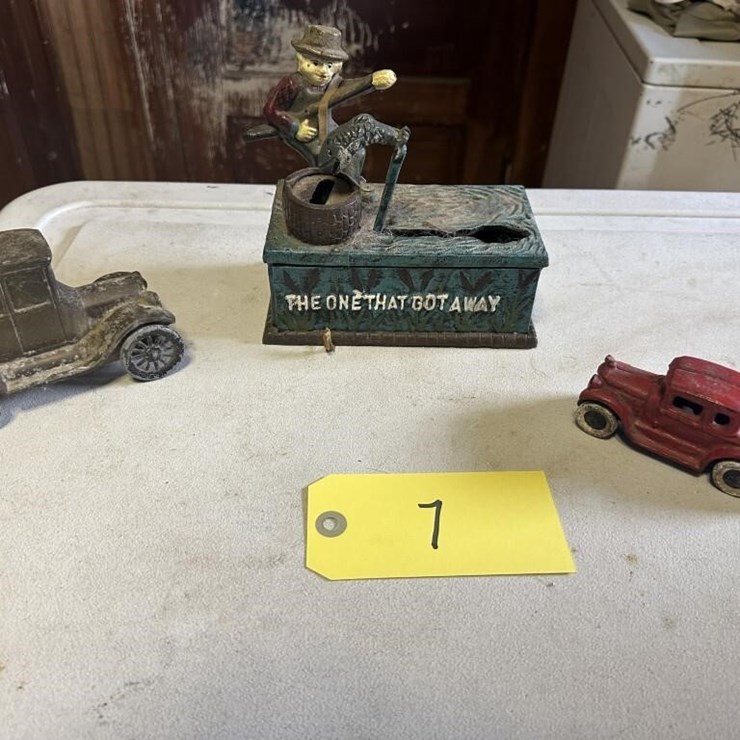 Antique Cast Iron Cars & Toy Set
