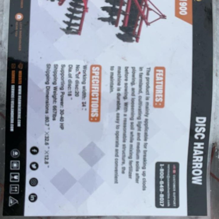 #967 • Unused LANDHERO LDH-DH1900 DISC HARROW*