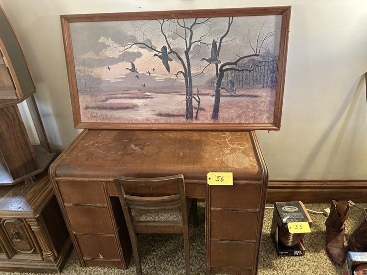 wooden-desk-&-framed-painting-image-1