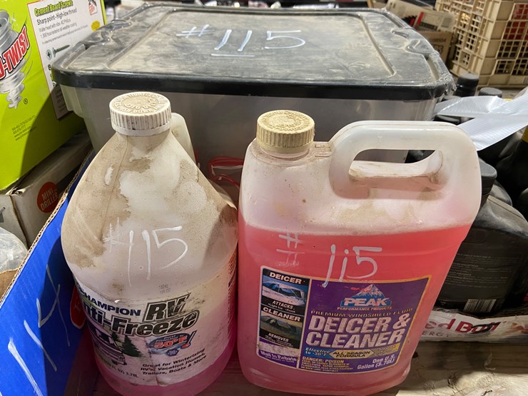 #115-•-tote-of-misc-and-2-jugs-antifreeze-image-2